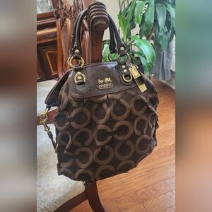 Coach Madison Julianne Tote Bag Satchel Brown Leather/Canvas